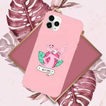 Rožinė pantera mielas animacinių filmų Telefono dėklas Saldainiai Spalvos iPhone 6 7 8 11 12-os mini pro X XS XR MAX Plus