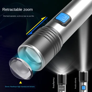 USB Įkraunama Mini LED Žibintuvėlis 3 Apšvietimo Režimą, atsparus Vandeniui Žibintuvėlis, Teleskopiniai Zoom Stilingas Nešiojamas Kostiumas už Naktį Apšvietimas