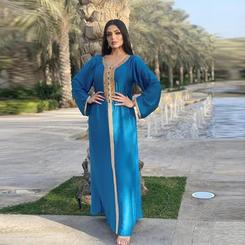 Abaja Dubajus Kaftan Musulmonų Moterų Suknelė Maroko Caftan Vakare Chalatai Turkijos Islamo Drabužių 2021 Eid Mubarakas Djellaba Femme