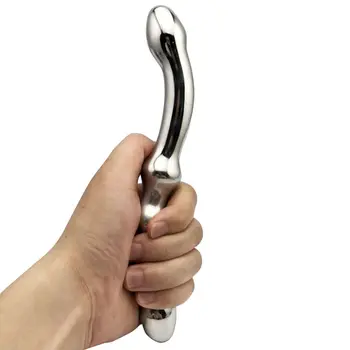 Nerūdijančio plieno, dvigubo didelių metalinių netikrą dildo G Spot analinis granulės plug P-vietoje prostatos massager stick makšties sekso žaislas, skirtas moters