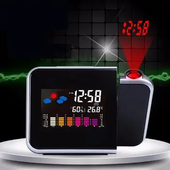 Spalvinga LED Skaitmeninio formato Žadintuvas Temperatūros Termometras, Drėgmės Drėgmėmačiu Stalas Laiko Projektorius Laikrodis