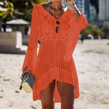 Moterų Nėrimo Megzti Padengti Iki Paplūdimio Suknelė Tunika Ilgai Pareos Bikini Padengti Maudymosi Kostiumai Beachwears Skraiste Plage