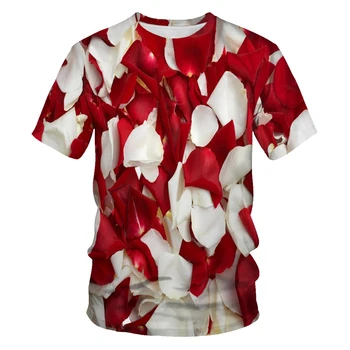 Klevų lapų, gėlių ir paukščių moterų ir vyrų T-shirt O-kaklo asmenybės trumparankoviai paprasta didelio dydžio marškinėliai, 3D spausdinimas