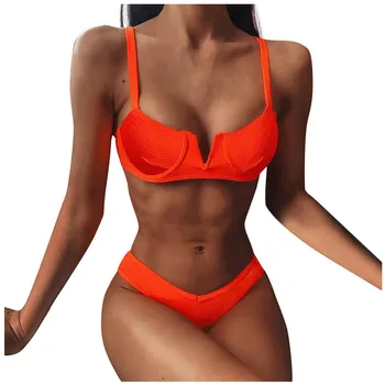 Seksualus Neon Orange Micro Bikini Moterims Dirželis Iškirpti Maudymosi Kostiumą, Thong Maudymosi Kostiumėlis Beach Push Up Kamšalu Underwire Thong Maudymosi Kostiumėliai 40