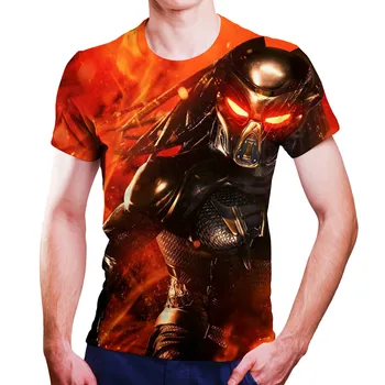 Alien vs Predator Režimas 3D T-shirt Vyrams Vasaros 2021 moteriški marškinėliai Atsitiktinis Atsitiktinis Stiliaus graphicShort Rankovės negabaritinių marškinėliai