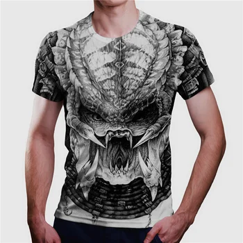 Alien vs Predator Režimas 3D T-shirt Vyrams Vasaros 2021 moteriški marškinėliai Atsitiktinis Atsitiktinis Stiliaus graphicShort Rankovės negabaritinių marškinėliai
