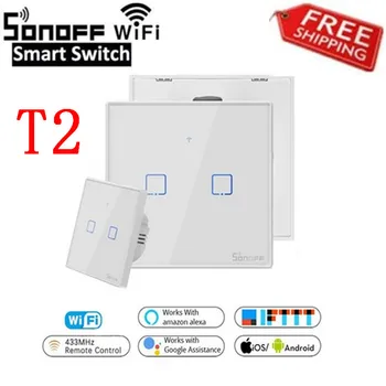 SONOFF T2 JAV, ES, UK TX Pagrindinis Smart Wifi Touch Sienų apšvietimo Jungiklis Su Sienos 