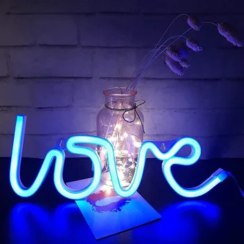 LED Neoninės Šviesos, Meilės Formos Naktį Šviesos Ženklas Lemputė (Akumuliatorius lauke + USB), Dvigubo Galingumo naktinė lempa Patalpų Kalėdų Vestuvių