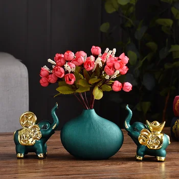 Europos Keramikos Vaza Netikrą Gėlių Ornamentais Namų Svetainės Stalas Pasisekė Dramblių Skulptūros Dekoro Kavos Staliukas Figūrėlės Amatai