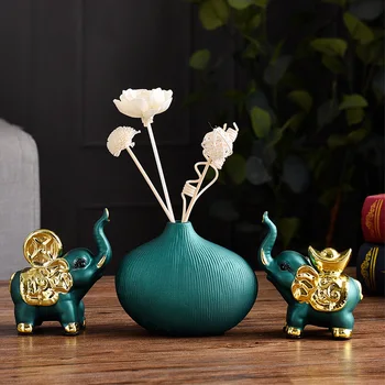 Europos Keramikos Vaza Netikrą Gėlių Ornamentais Namų Svetainės Stalas Pasisekė Dramblių Skulptūros Dekoro Kavos Staliukas Figūrėlės Amatai
