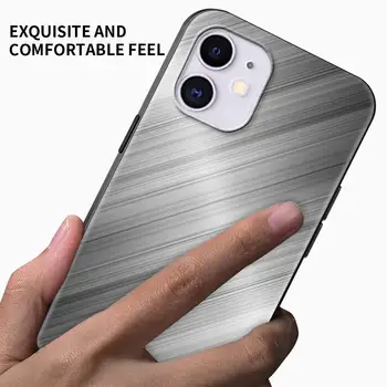 Tamsaus Šlifuoto Metalo Tekstūros mobiliojo Telefono dėklas skirtas iPhone Pro 11 12 Mini XR X 7 8 6 6S Plus XS Max 5 5S SE 2020 Padengti Coque