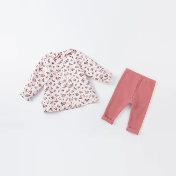 DB18632 dave bella rudenį kūdikių mergaičių mielas gėlių spausdinti drabužių rinkiniai vaikams mergina mados visas rankovės komplektai vaikams 2 vnt kostiumas