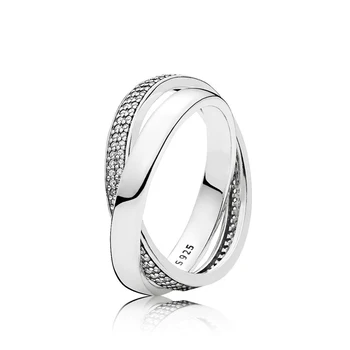 PBP JZ 2 Originalus prekių 925 sterlingas sidabro žiedas su išgraviruotu putojantis logotipas meilė širdies deimanto žiedas Akmuo moterų žiedas