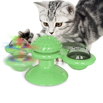 Kačių Reikmenys LED Šviesos Katžolių Žaislai Savarankiškai Viliojimo Šepetys su Besisukančios vėjo malūnas Prie Sienos Masažas Šukos Juokingi Pet Interaktyvūs Žaislai