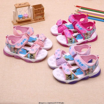 Naujo užšaldyti elsa ir Anos mergaitės sandalai su LED šviesos Disney princess vaikai minkšti batai Europoje dydis 21-30