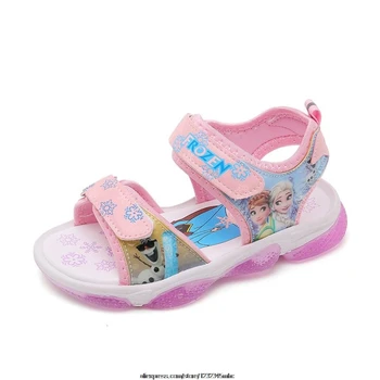 Naujo užšaldyti elsa ir Anos mergaitės sandalai su LED šviesos Disney princess vaikai minkšti batai Europoje dydis 21-30