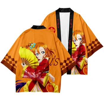 Japonų Kimono Marškinėliai Anime Cosplay Yukata Haori Streetwear Laisvas Megztinis Kailis Skraiste Suknelė Striukės Love Live Komiksų Šalies Kostiumai