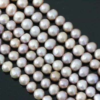 Elegantiškas moterų gamtos violetinė gėlavandenių perlų prarasti karoliukai, apvalūs 7-8mm mados grožio dovanų didmeninės mažmeninės papuošalai 15inch B1367