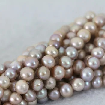 Elegantiškas moterų gamtos violetinė gėlavandenių perlų prarasti karoliukai, apvalūs 7-8mm mados grožio dovanų didmeninės mažmeninės papuošalai 15inch B1367