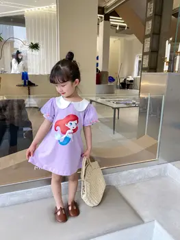 Vaikų Vasaros Mergaičių Suknelė Saldus 3D Atspausdintas Kūdikių Apykaklės, Rankovės Burbulas
