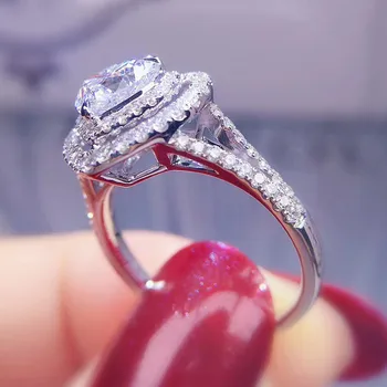 VAGZEB 2021 Nauja 925 Sidabras Širdies Žiedai Vestuvės Vestuvinis Žiedas Aukštos Kokybės Blizga CZ Romantiškas Dizainas Pareiškimas Papuošalai Moterims