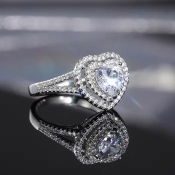 VAGZEB 2021 Nauja 925 Sidabras Širdies Žiedai Vestuvės Vestuvinis Žiedas Aukštos Kokybės Blizga CZ Romantiškas Dizainas Pareiškimas Papuošalai Moterims