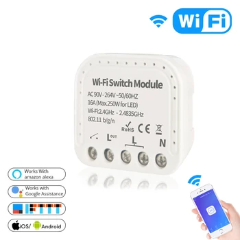 1/2 Būdas Smart Switch 90-264V eWeLink WiFi, Įjunkite Modulio Tuya Smart Gyvenimo Wifi išjungiklių Dirbti Su Alexa 