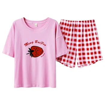 Pliktea 2021 m. Vasarą, Namų Kostiumai su Šortai Moterims Loungewear Medvilnės Pižama Komplektas Šortai, Namų Kostiumai Pižama Moterims SleepWear