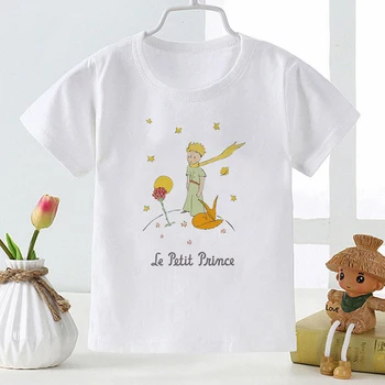 Plius Dydis Atsitiktinis marškinėliai Mažasis Princas Spausdinta Prancūzijoje, Estetinis Vaikų Drabužių Viršūnes Tumblr Vasaros Jaukus Minkštas Mergina T-shirts
