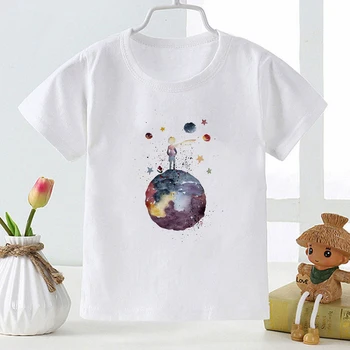 Plius Dydis Atsitiktinis marškinėliai Mažasis Princas Spausdinta Prancūzijoje, Estetinis Vaikų Drabužių Viršūnes Tumblr Vasaros Jaukus Minkštas Mergina T-shirts