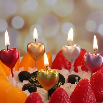 10vnt Širdies Formos Žvakių Parafinas Dekoratyvinis Romantiška Žvakių Tortas Topper Apdailos Valentino Diena Apdailos Žvakė