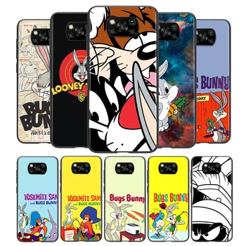 Animacinių filmų Bugs Bunny POCO C3 M3 M2 X3 NFC X2 F3 F2 F1 Pro Mi Žaisti Sumaišykite 3 A3 A2 Lite A1 6X 5X CC9E Minkštas Telefono dėklas