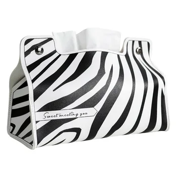 Juoda Balta Zebras Modelio Servetėlių Laikiklį Namų Kambarį Valgomasis Kūrybos Oda Automobilių Darbastalio Saugojimo Audinių Langelį