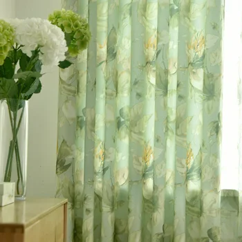 Žalia Lapų Spausdinta Užuolaidas Kambarį Patamsėjimą Gėlių Paisley Modelis Tropinių Augalų Stumdomos Stiklo Durys