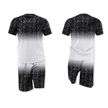 Vyriški sportiniai Europos ir Amerikos tendencija 3D spausdinimo raundo kaklo T-shirt + sporto šortai Street laisvalaikio sportinės aprangos mados