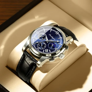 POEDAGAR 2021 Vyrų Laikrodžiai Odos Kvarciniai Laikrodžiai Top Brand Prabanga Blue Laikrodis atsparus Vandeniui Šviesos Mada Sporto Laikrodis