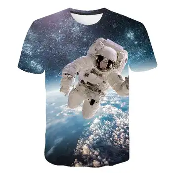 Kosmosas Planetos Kosmoso Galaxy Astronautas 3D T-Shirt Vaikų Mėnulis Spausdinti Žvaigždė Danguje Berniukai, Mergaites, Vaikai, Mada Atsitiktinis Vasaros Trumpas Rankovės