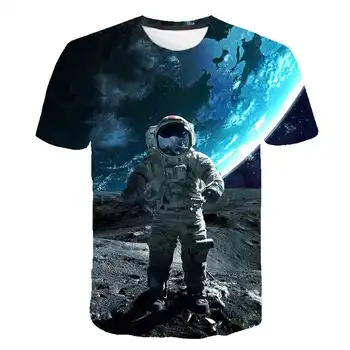 Kosmosas Planetos Kosmoso Galaxy Astronautas 3D T-Shirt Vaikų Mėnulis Spausdinti Žvaigždė Danguje Berniukai, Mergaites, Vaikai, Mada Atsitiktinis Vasaros Trumpas Rankovės