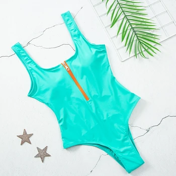 2021 Nauja Seksuali Užtrauktukas vientisi maudymosi kostiumėlį Moteris Vientisų maudymosi Kostiumėliai, Bodysuit maudymosi kostiumėlį Push Up Monokini Maudymosi Kostiumą Vasaros Paplūdimio XL