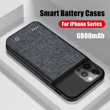 NAUJAS Dizainas 6800mAh Baterija, Įkroviklis Case Cover For iPhone 12 11 Pro Max 12 X mini XS Max XR PowerBank Atveju Su Minkštu, Oxford Medžiaga