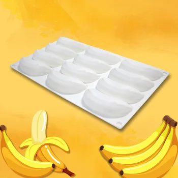 12 Skyles Bananų Formos Silikono Tortas Pelėsių Desertas, Pyragai, Bandelės, Pyrago Forma Kepimui Putėsiai Puošti Konditerijos Visos Priemonės