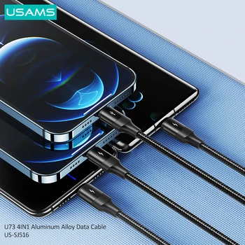 USAMS 3 In 1 USB Micro Kabelis C Tipo Greito Įkrovimo Kabelis Huawei 