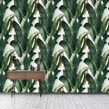 Custom Sienų Tapetai Europos Retro Stiliaus Rankų Dažytos Atogrąžų miškų Augalų Bananų Lapų Sienų Tapyba Kambarį TV, Sofa-Torius