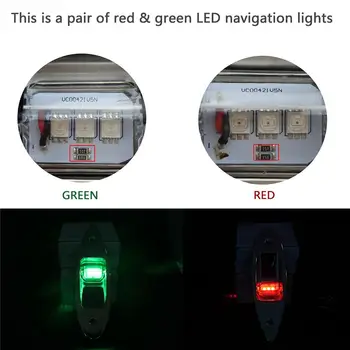 1 Pora LED Raudona+Žalia Flush Mount Jūrų Laivu RV LED Pusėje Navigacijos Žibintai 12V Pobūdžio Baltas LED 