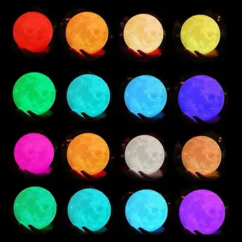 LED Nakties Šviesos 3D Spausdinimo Mėnulio Lempos Įkrovimo Pakeisti Spalva 3D Šviesos Paliesti Mėnulio Lempos Vaikų Žibintai Naktį Lempa Namų