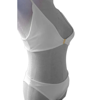 Sexy 2 Gabalas Bikini Komplektas 2021 Moterų Samtelis Kaklo Metalo Sagtis Priekyje Liemenėlė Maudymosi Kostiumėlį, Mažas Juosmens Aukštos Sumažinti Thong Vientisos Spalvos Maudymosi Kostiumas