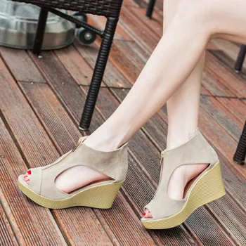2021 karšto Stiliaus Moteris Vasarą Platformos Pleištai Sandalai Moterims Derliaus Aukštakulnius Atvira Kojų Užtrauktukai Sandalias Zapatos Mujer a008