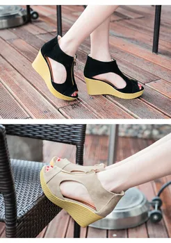 2021 karšto Stiliaus Moteris Vasarą Platformos Pleištai Sandalai Moterims Derliaus Aukštakulnius Atvira Kojų Užtrauktukai Sandalias Zapatos Mujer a008