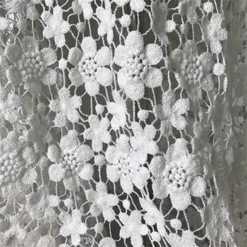 Retro Nėrimo tuščiaviduriai audinio off balta medvilnės audinio guipure nėrinių audinio šalis suknelė namų dekoro