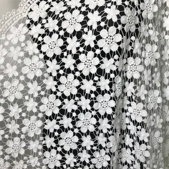 Retro Nėrimo tuščiaviduriai audinio off balta medvilnės audinio guipure nėrinių audinio šalis suknelė namų dekoro